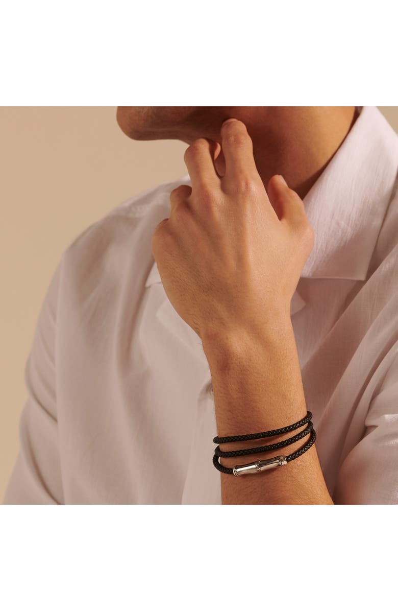 John Hardy Men's Bamboo Motif Leather Wrap Bracelet, Alternate, color,