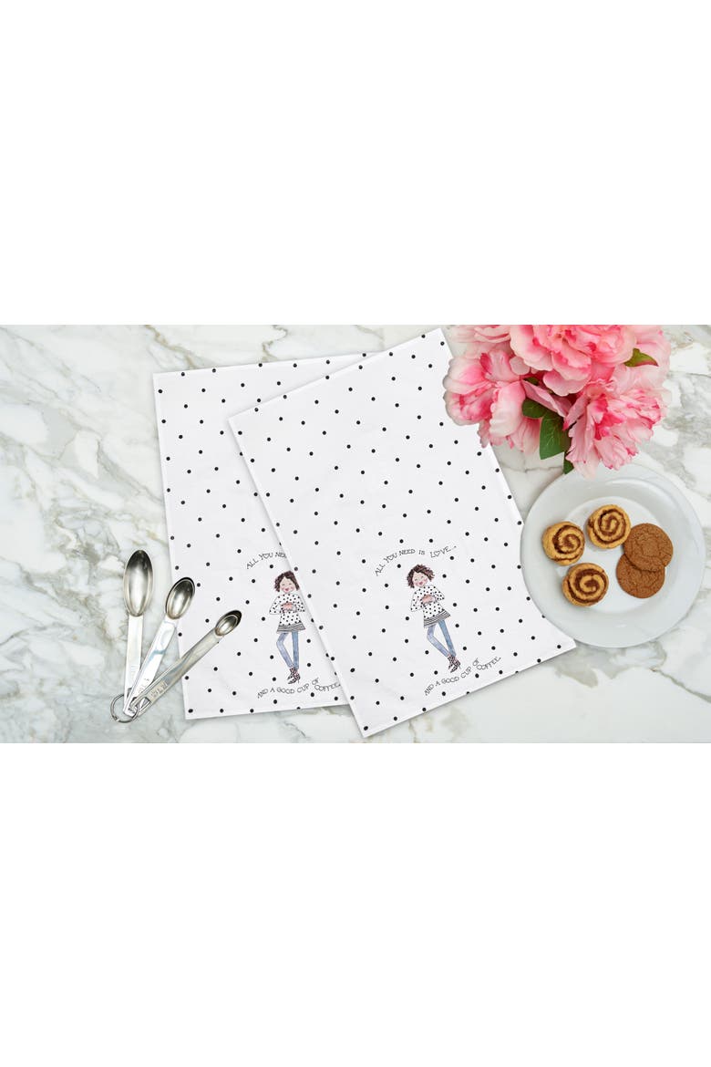 Love You Latte Printed Flour Sack Kitchen Towel, Alternate, color, White