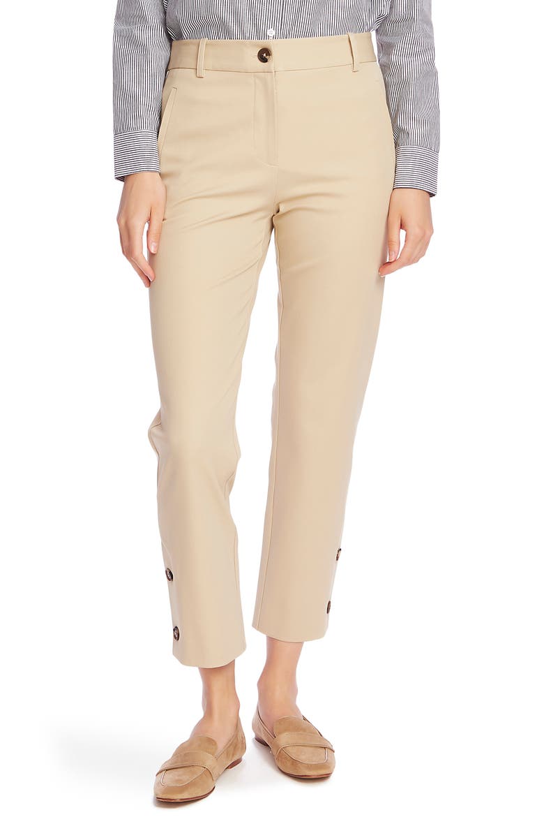 Button Detail Ankle Pants, Main, color, CLASSIC KHAKI