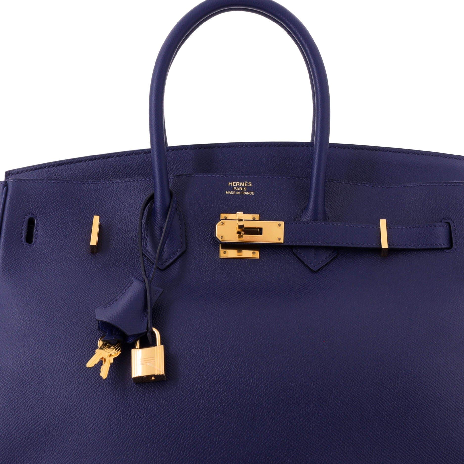 Pre-Owned Hermes Birkin Handbag Blue Epsom with Gold Hardware 35, Alternate, color, Bleu Saphir