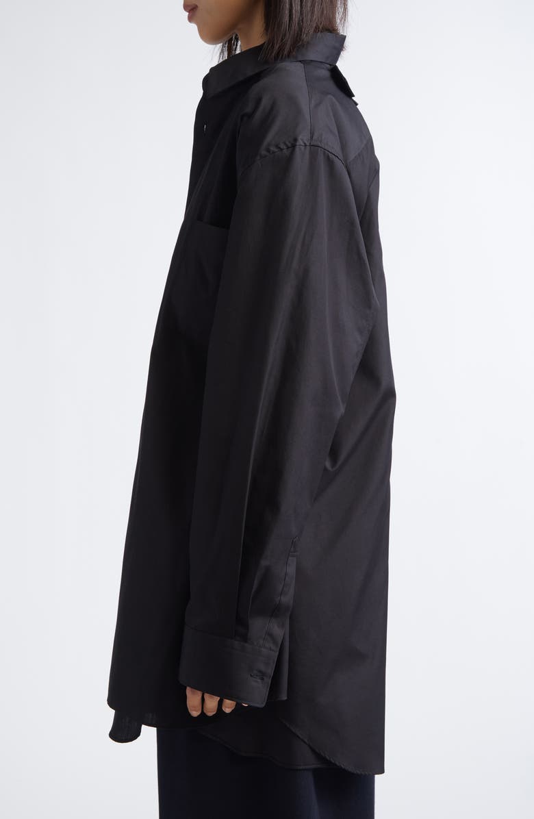 Comme des Garçons Asymmetric Cotton Broadcloth Button-Up Shirt, Alternate, color, Black