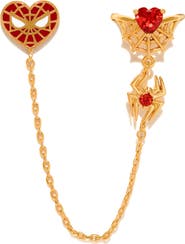 Girls Crew Marvel Spider-Man Web of Love Single Stud & Cuff Earring