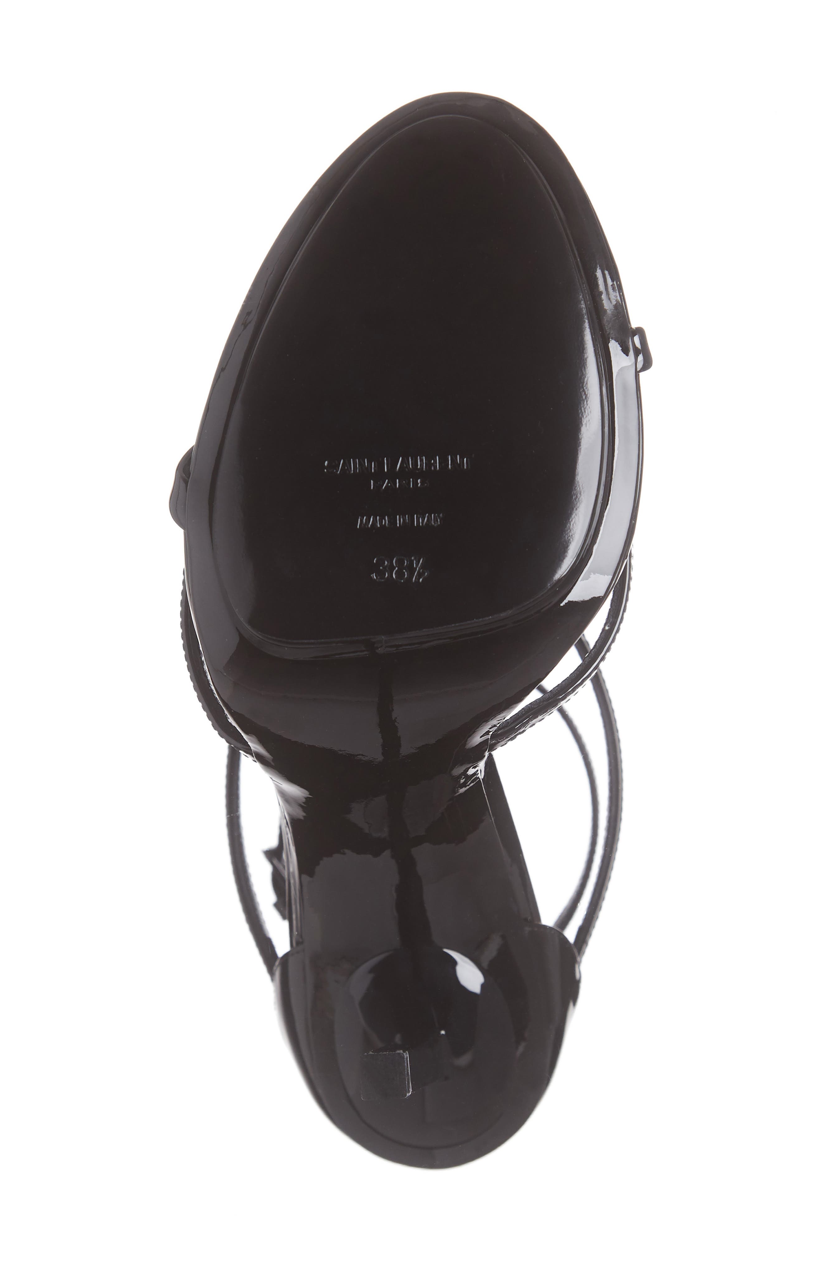 Cassandra YSL Logo Sandal, Alternate, color, CHROME BLACK