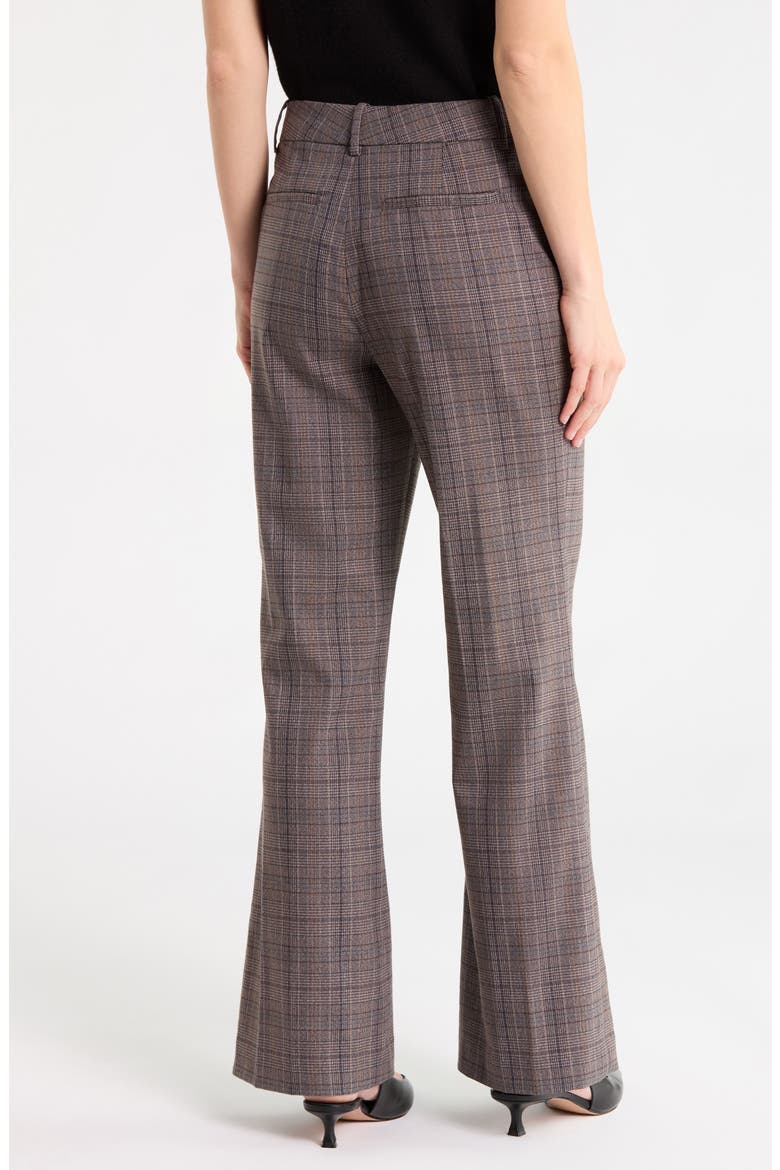 High Waist Plaid Bootcut Trousers, Alternate, color, BROWN GREY PLAID