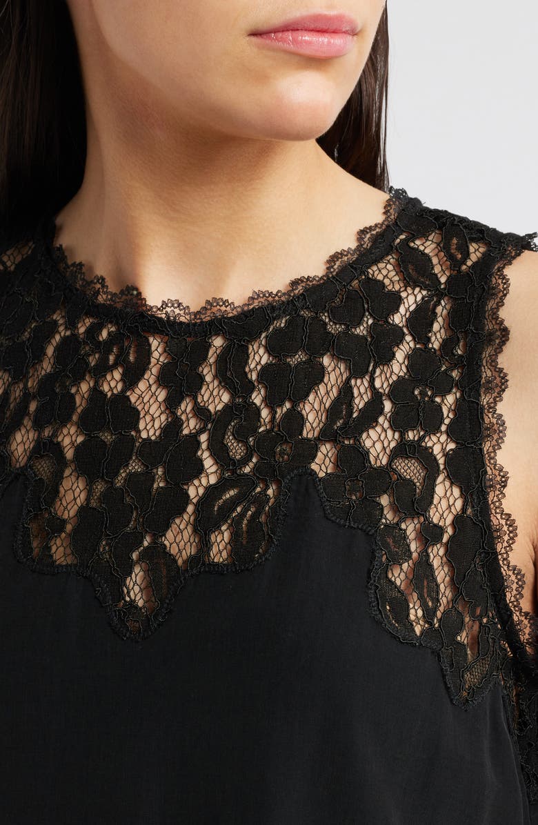 Wit & Wisdom Lace Yoke Sleeveless Top, Alternate, color, Black