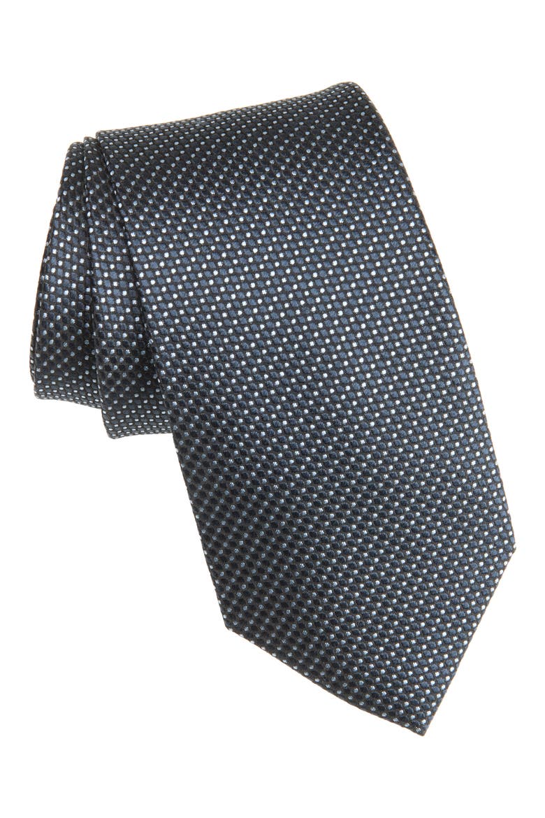 Textured Neat Silk Tie, Main, color, NAVY