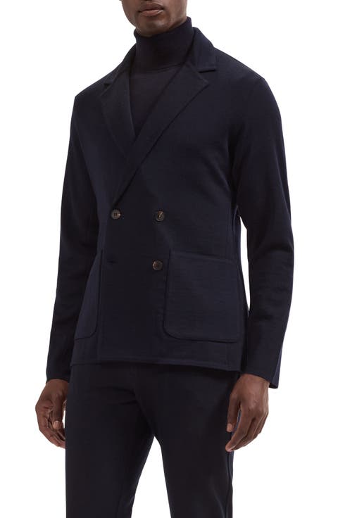 Double Breasted Merino Wool Sweater Blazer