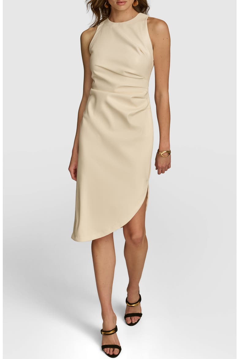 Asymmetric Hem Faux Leather Dress, Main, color, PRISTINE