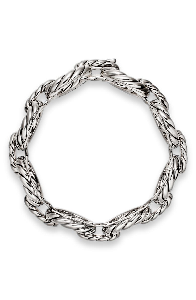 David Yurman Sculpted Cable Oval Link Bracelet in Sterling Silver, 18mm, Alternate, color, Silver