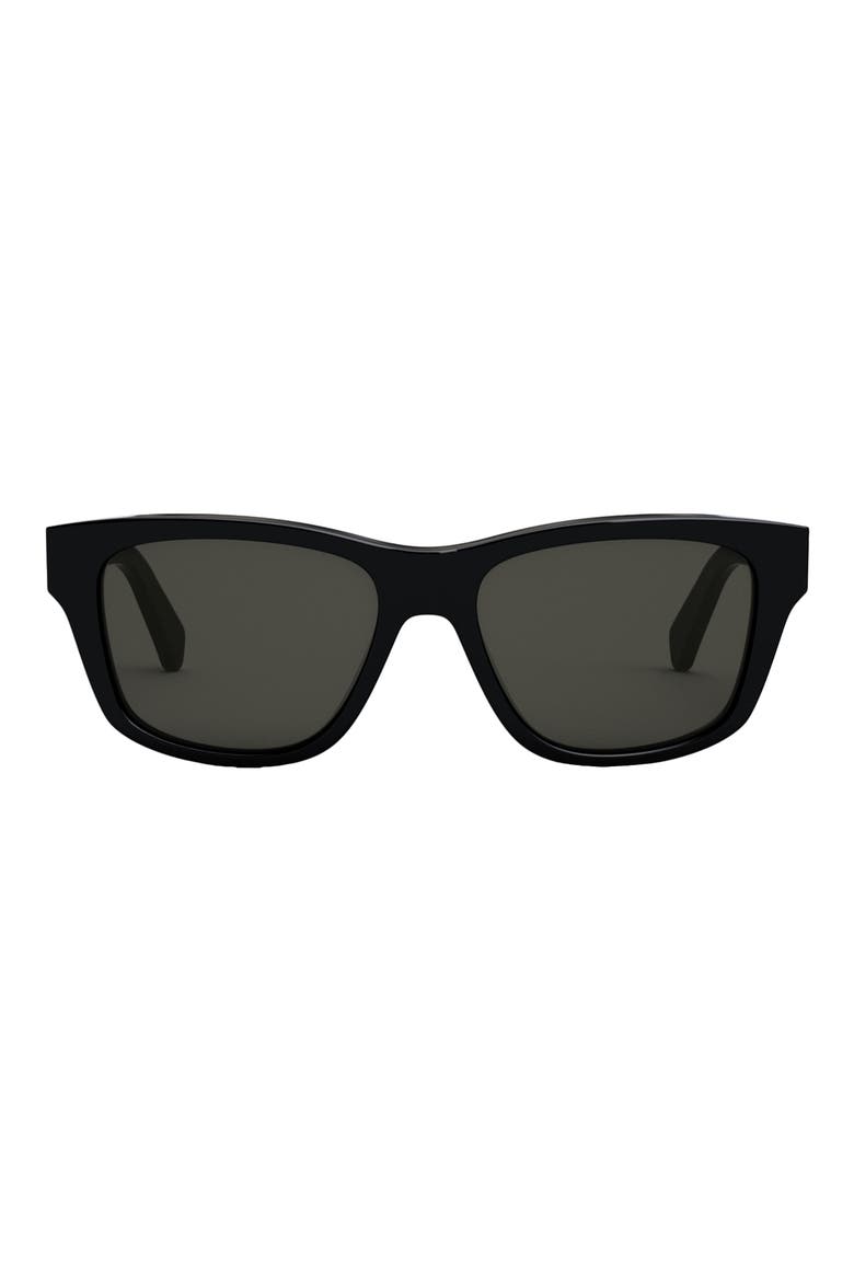 55mm Rectangular Sunglasses, Main, color, BLACK
