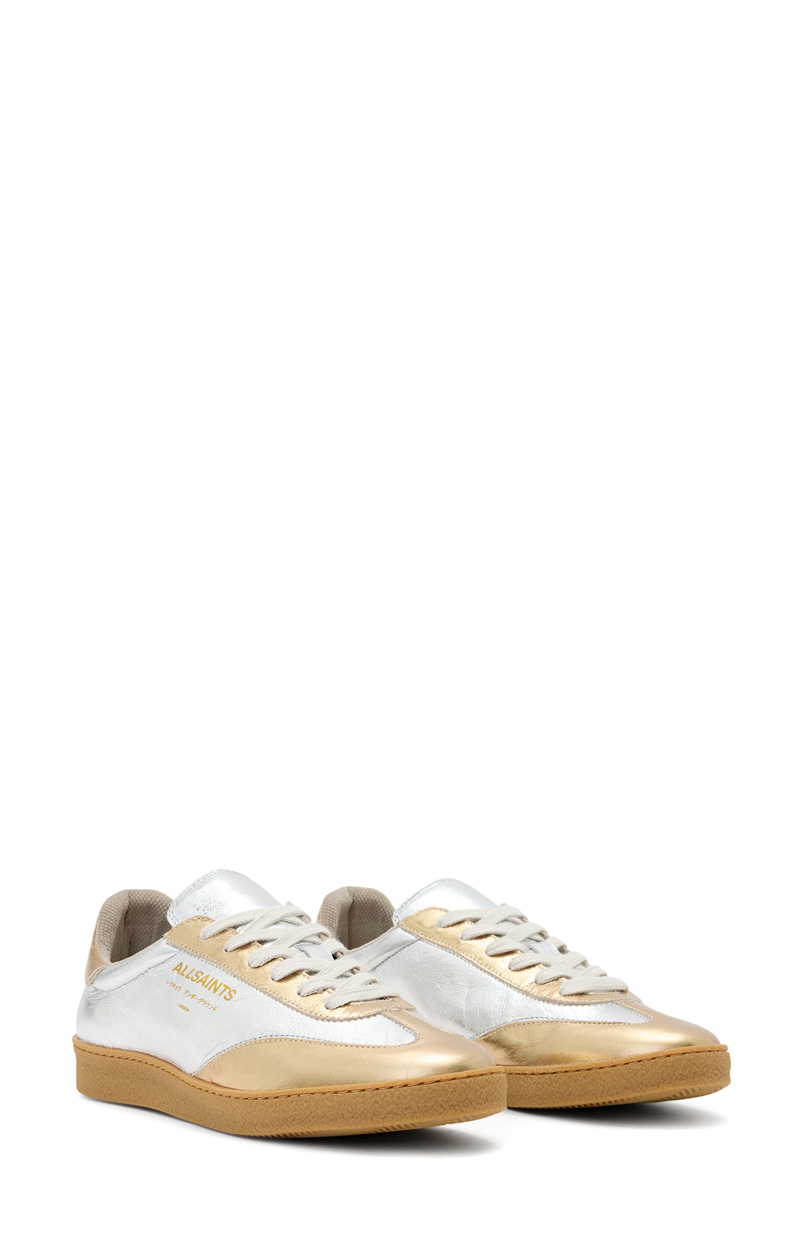 AllSaints Thelma Metallic Sneaker, Main, color, Silver/ Gold