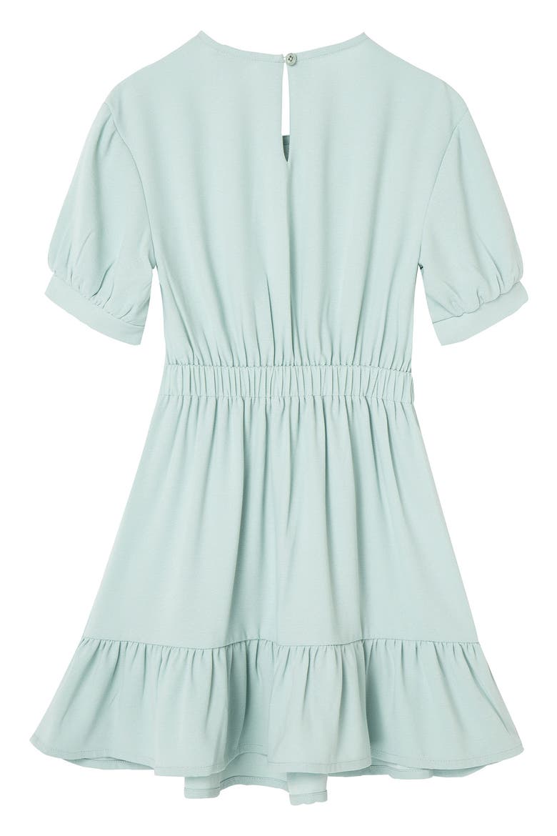 Kids' Faux Wrap Ruffle Dress, Alternate, color, AQUA