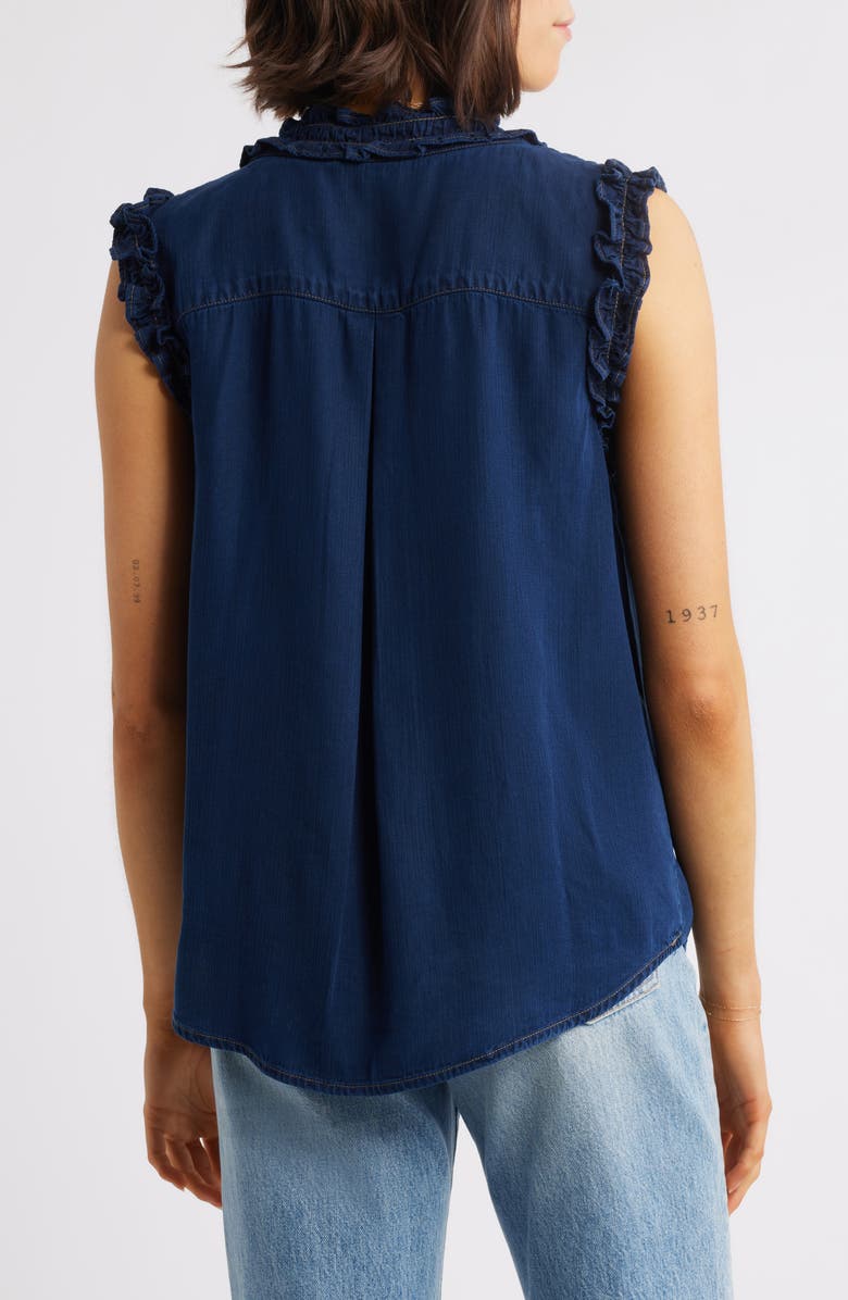 Wit & Wisdom Ruffle Accent Sleeveless Top, Alternate, color, Indigo