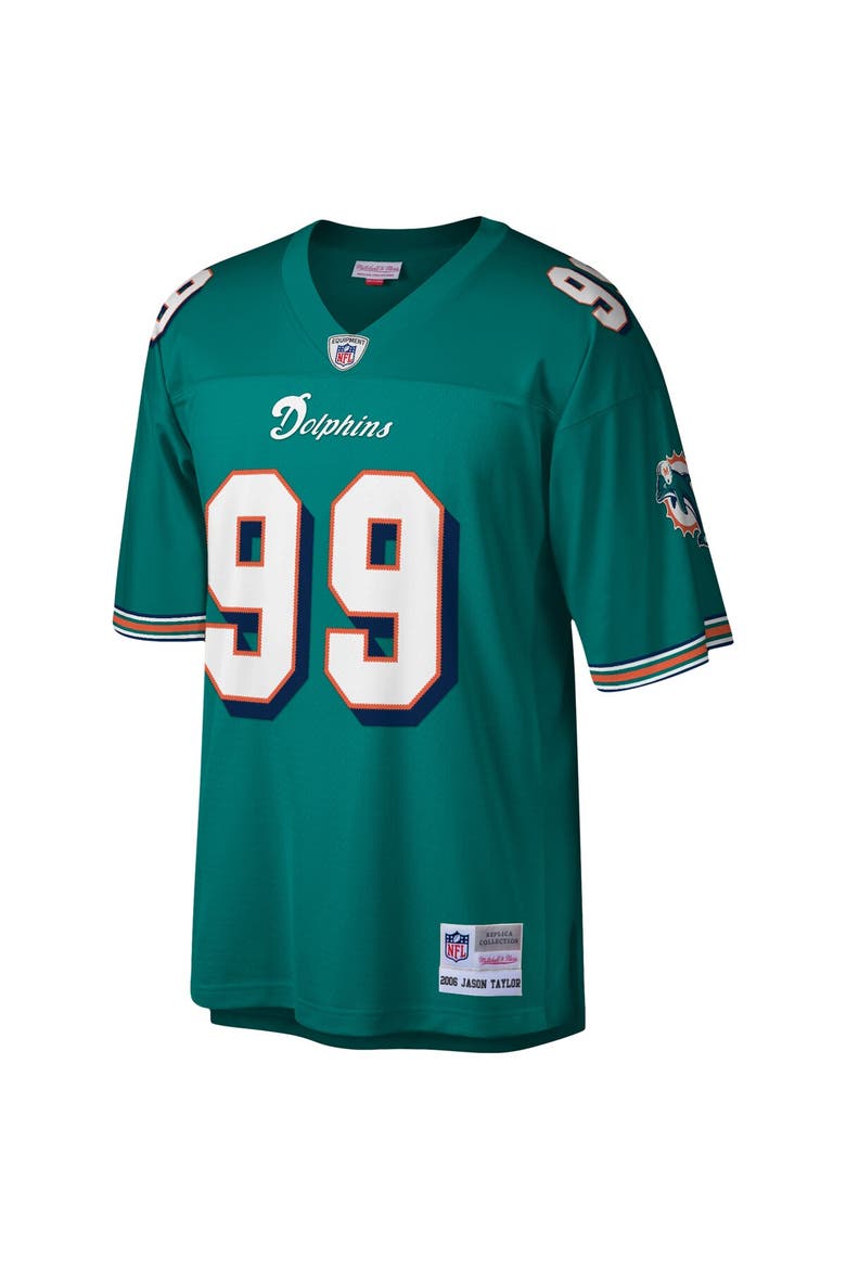 Men's Mitchell & Ness Jason Taylor Aqua Miami Dolphins Legacy Replica Jersey, Alternate, color, Aqua