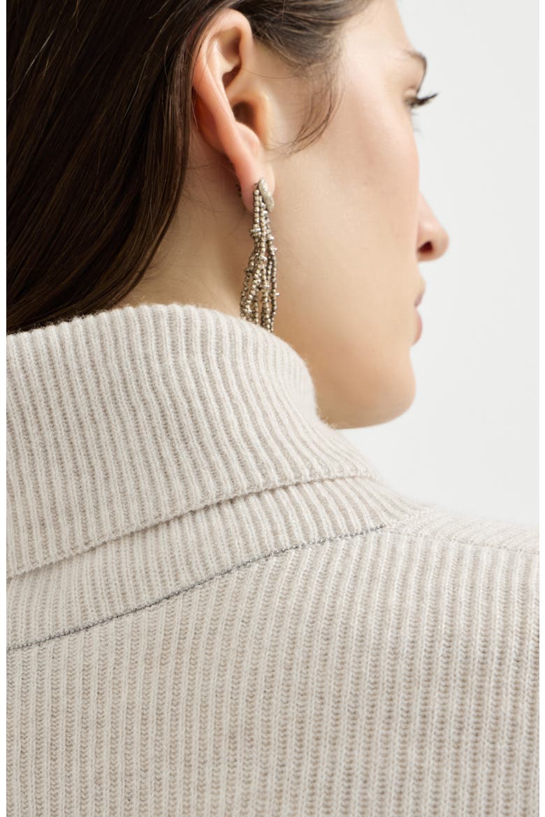 Cashmere English rib turtleneck sweater with monili, Alternate, color, Oyster