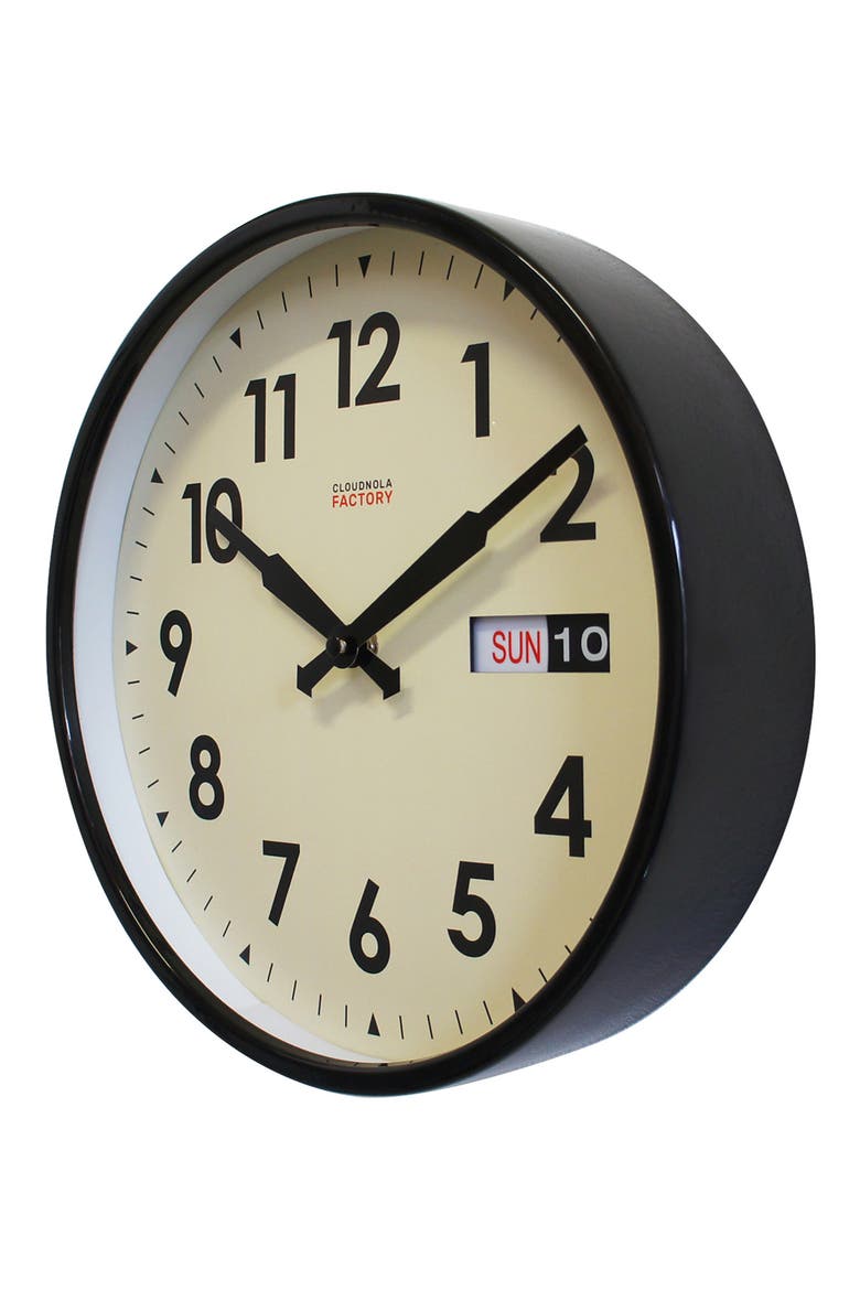 Date & Time Wall Clock, Alternate, color, BLACK