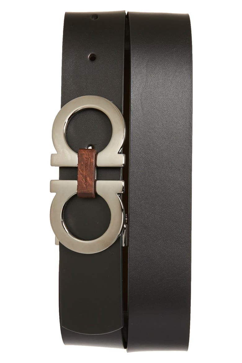 Salvatore Ferragamo Reversible Leather Belt, Main, color, BLACK/ BROWN