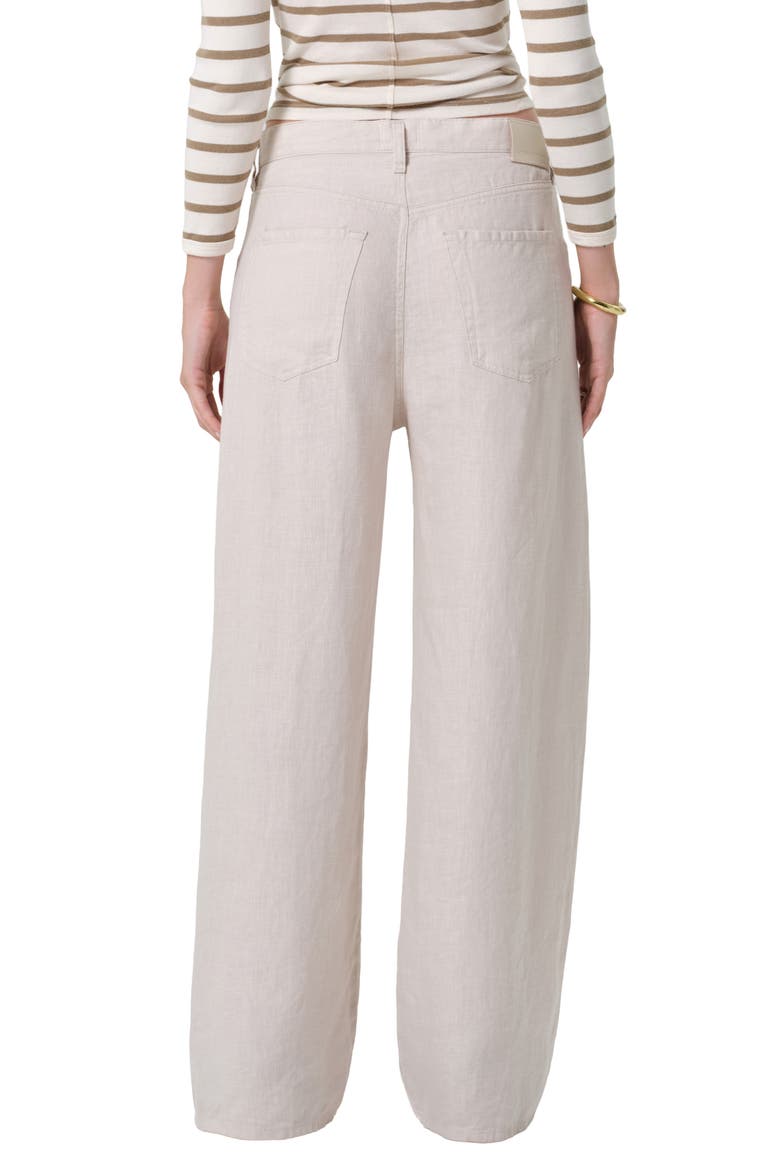 Brynn Drawstring Waist Wide Leg Linen Pants, Alternate, color, PALE STONE LT/ MD CREAM