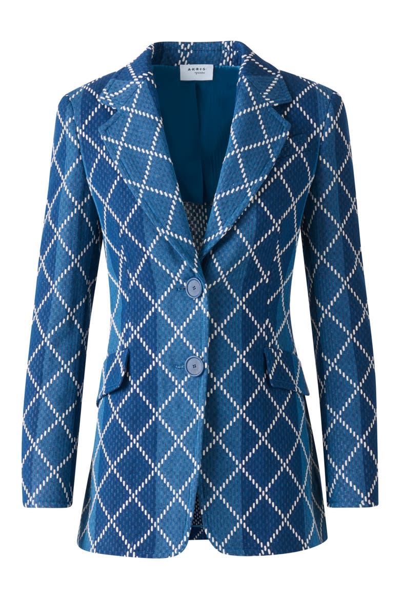 Diamond Jacquard Cotton Blazer, Alternate, color, MEDIUM BLUE-MULTICOLOR