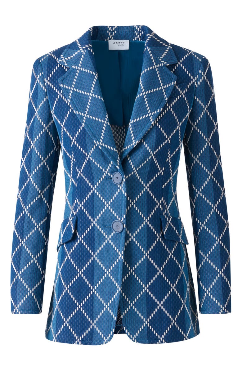 Akris punto Diamond Jacquard Cotton Blazer, Alternate, color, Medium Blue-Multicolor