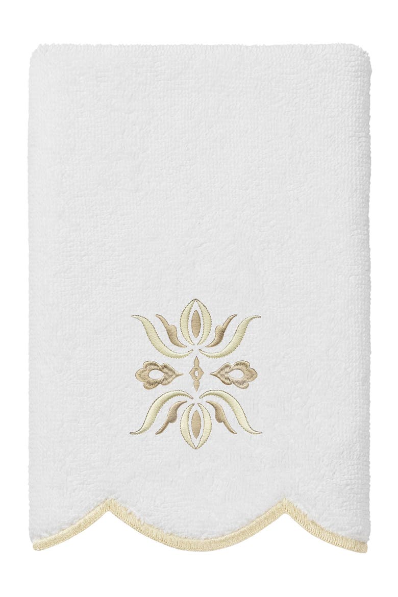 Flower Crest Scallop 6-Piece Bath Towel Set, Alternate, color, WHITE/ BEIGE