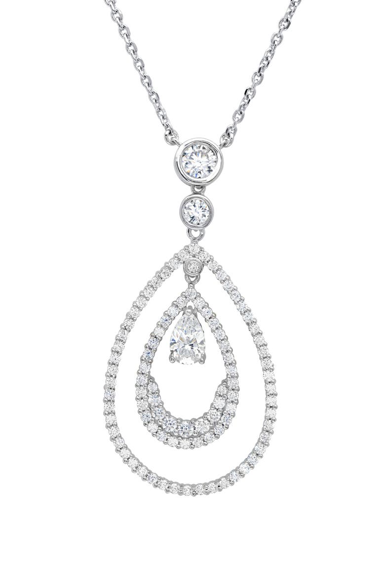 x Andrew Prince Pear-Shaped Double Loop Pendant Necklace, Main, color, PLATINUM