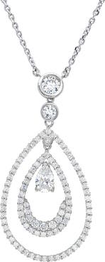 Crislu x Andrew Prince Pear-Shaped Double Loop Pendant Necklace