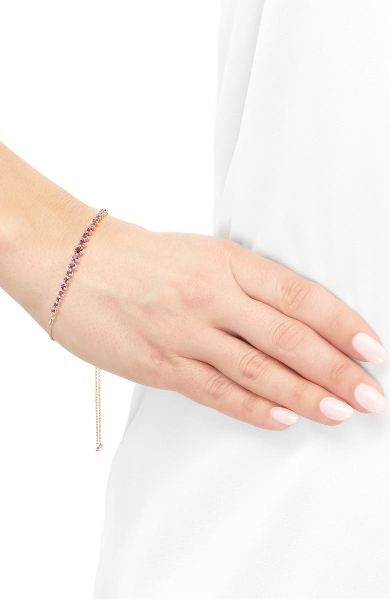 Frankie & Zoe 14K Yellow Gold Amethyst Bolo Bracelet, Alternate, color, Yellow Gold