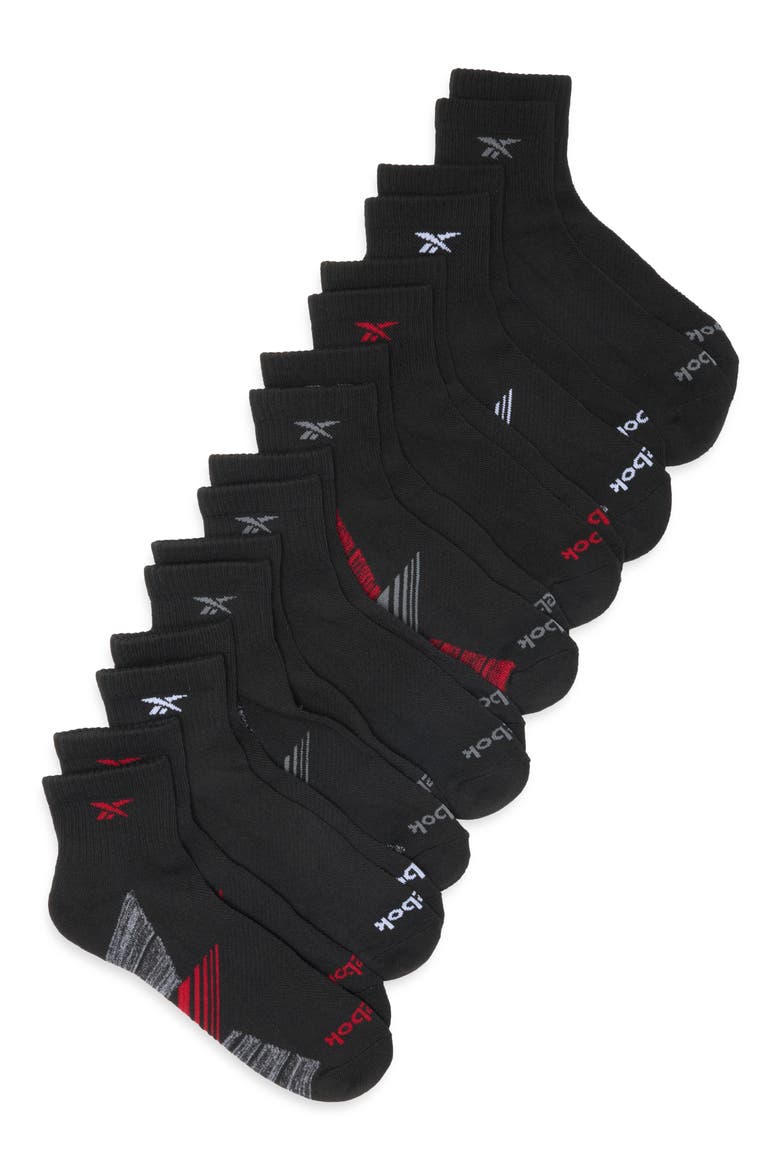 8-Pack Cushioned Quarter Length Socks, Main, color, BLACK