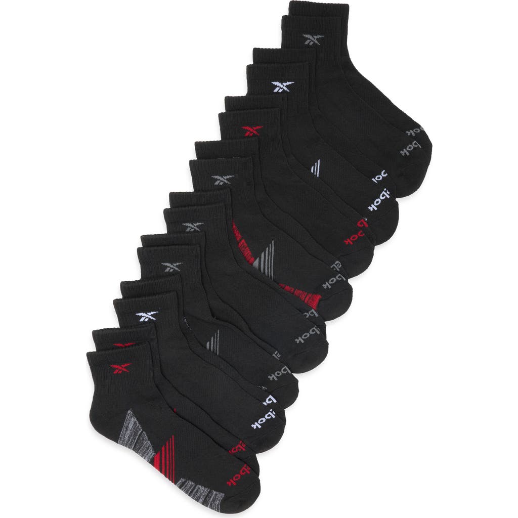 Reebok 8-pack Cushioned Quarter Length Socks In Black