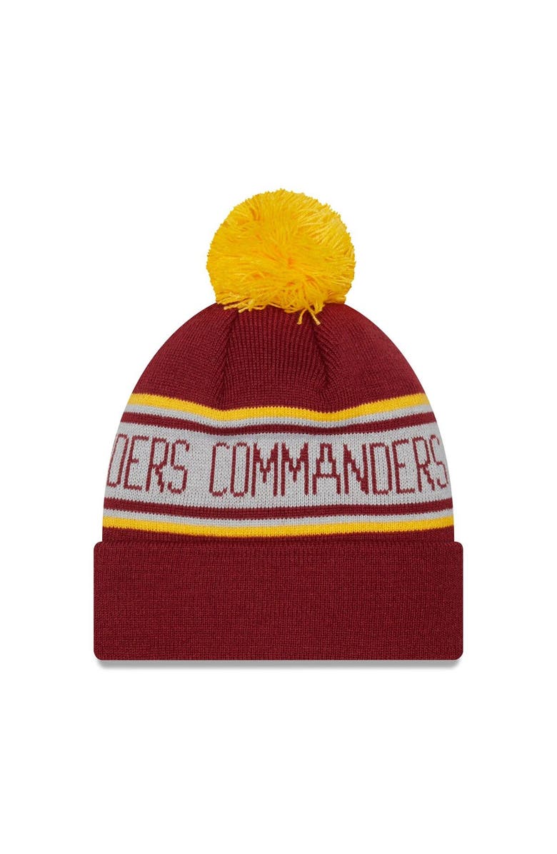 New Era Men's New Era Burgundy Washington Commanders  Repeat Cuffed Knit Hat with Pom, Alternate, color, 
