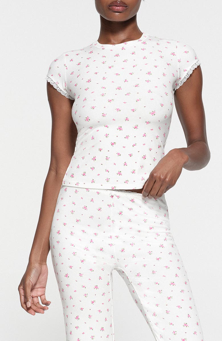 SKIMS Soft Lounge Lace T-Shirt, Main, color,