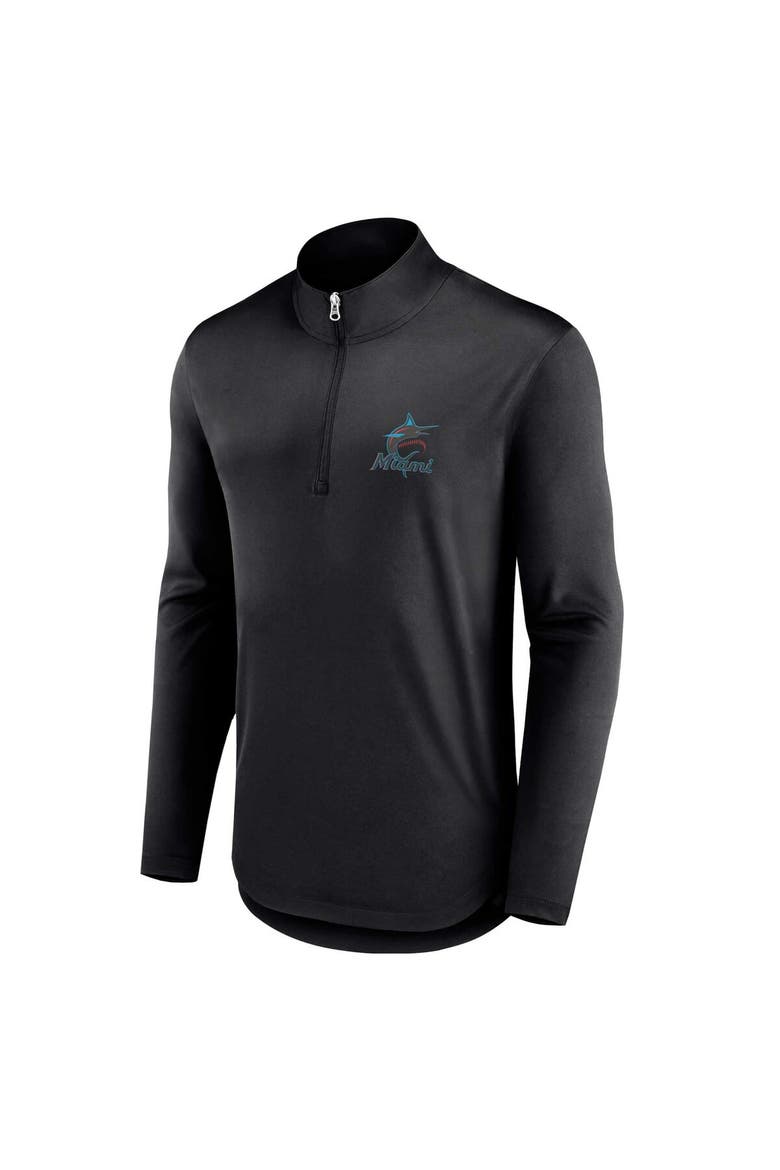 Men's Fanatics Branded Black Miami Marlins Quarterback Quarter-Zip Top, Alternate, color, Black