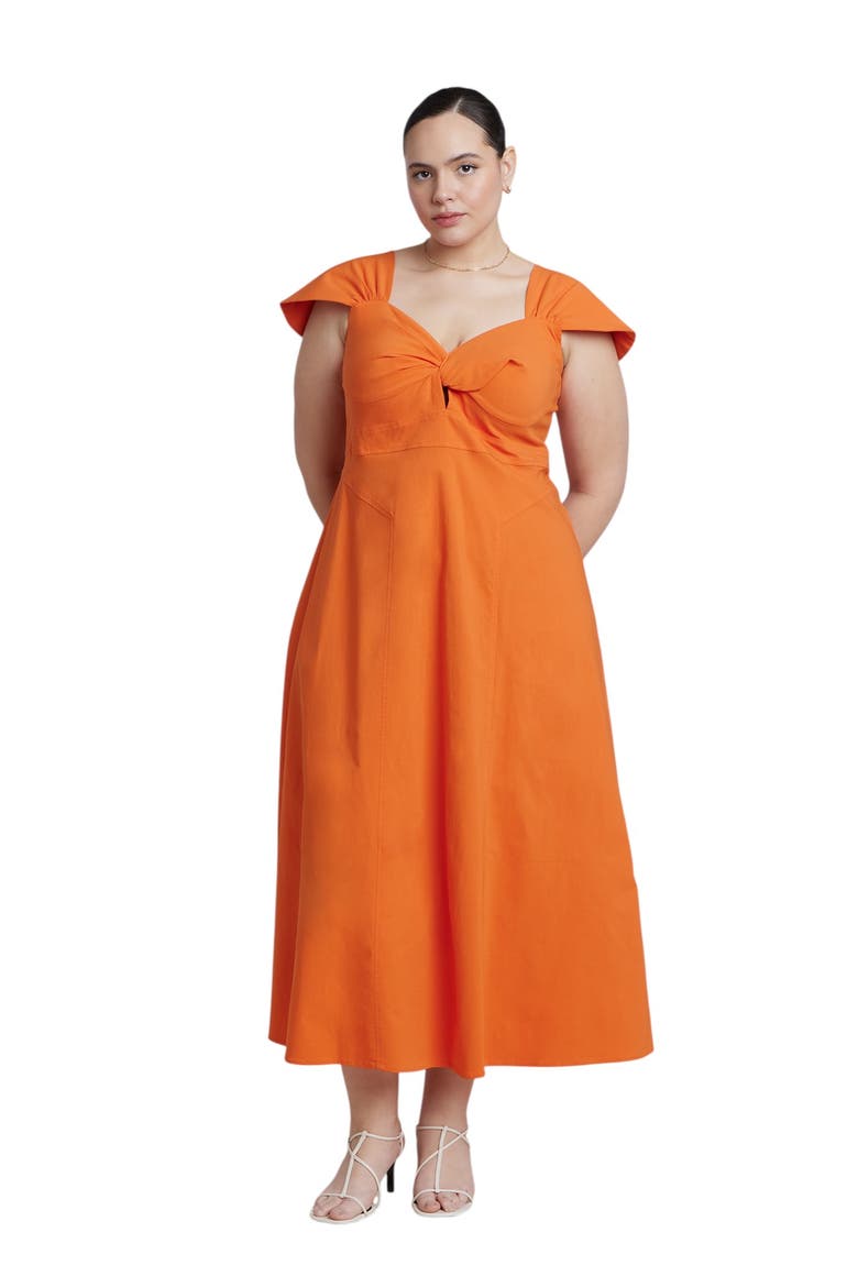 Twist Detail Midi Dress, Alternate, color, PUFFIN'S BILL