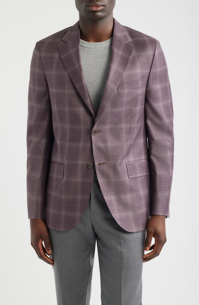 Peter Millar Hartford Classic Fit Russet Check Wool Twill Sport Coat, Main, color, Pink