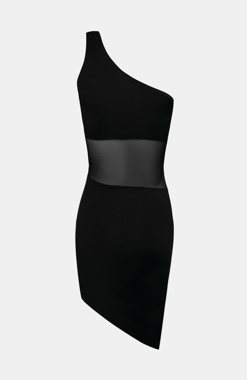 Ow Collection Women's Curve Asymmetric Mesh Mini Dress - Black