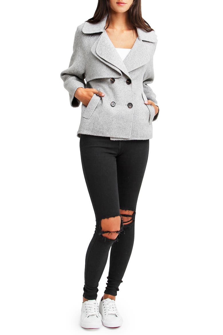 I'm Yours Wool Blend Peacoat, Alternate, color, GREY