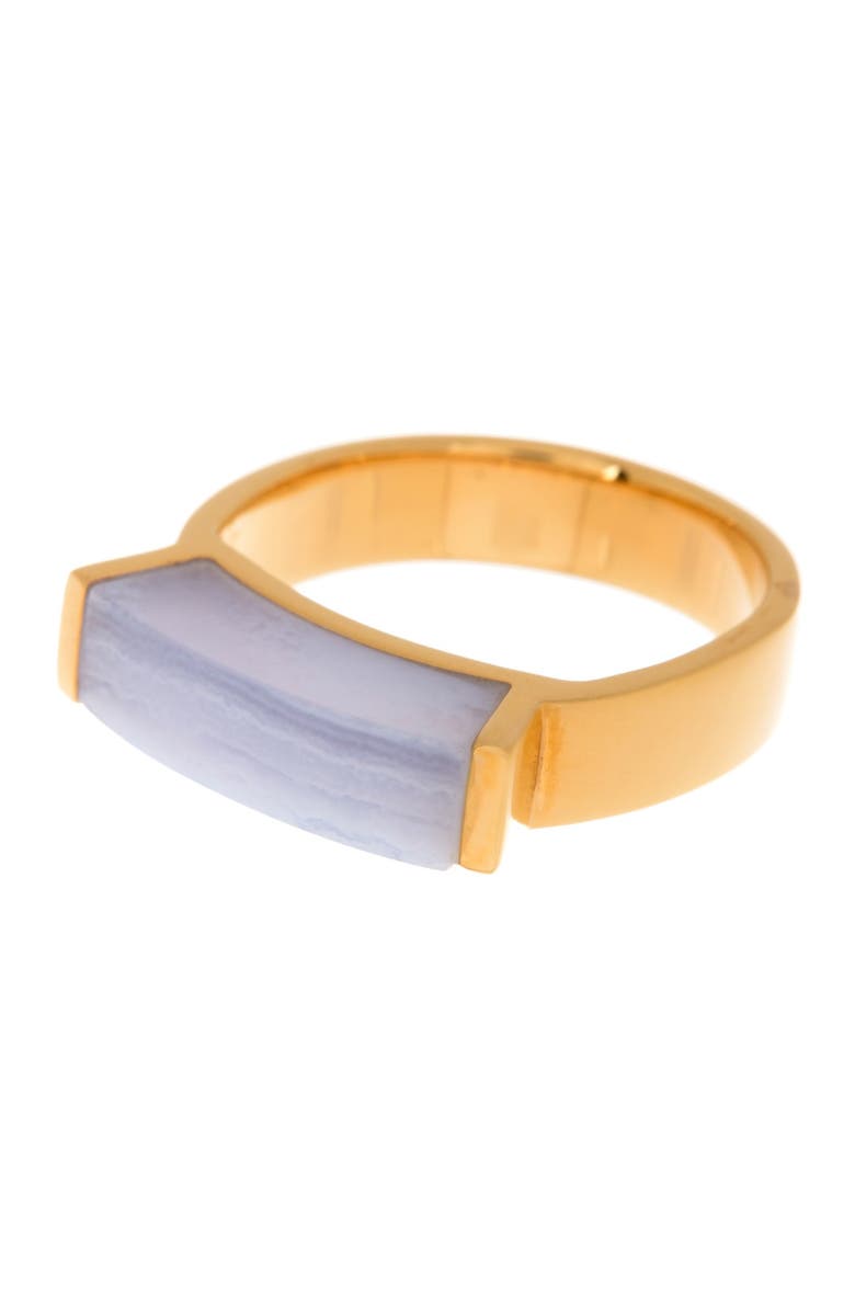 Monica Vinader 18K Gold Vermeil Blue Lace Agate Linear Stone Ring ...