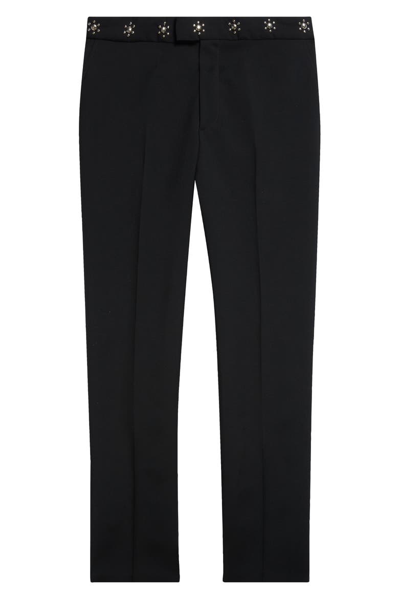 Studded Cotton Cigarette Pants, Alternate, color, BLACK