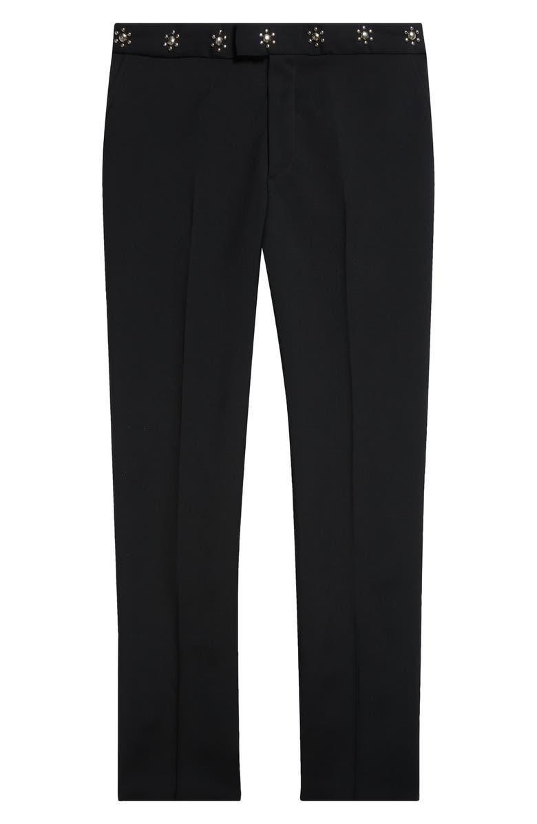 McQueen Studded Cotton Cigarette Pants, Alternate, color, Black