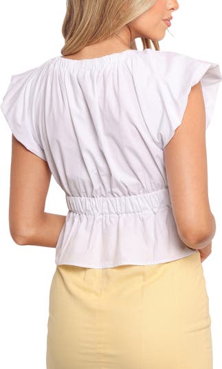 Moira Cotton Drawstring Waist Peplum Top