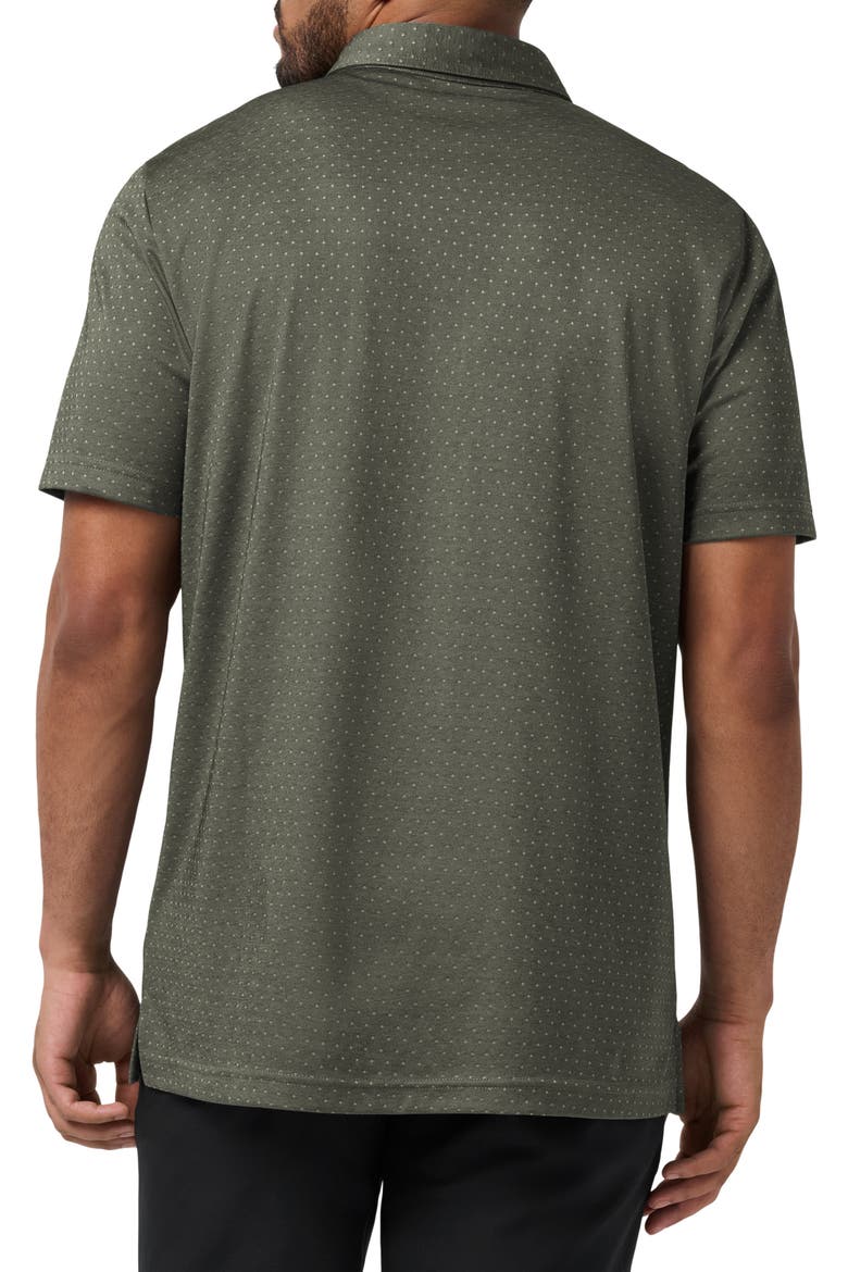 Handsome Town Dot Print Piqué Button-Down Polo, Alternate, color, DARK OLIVE