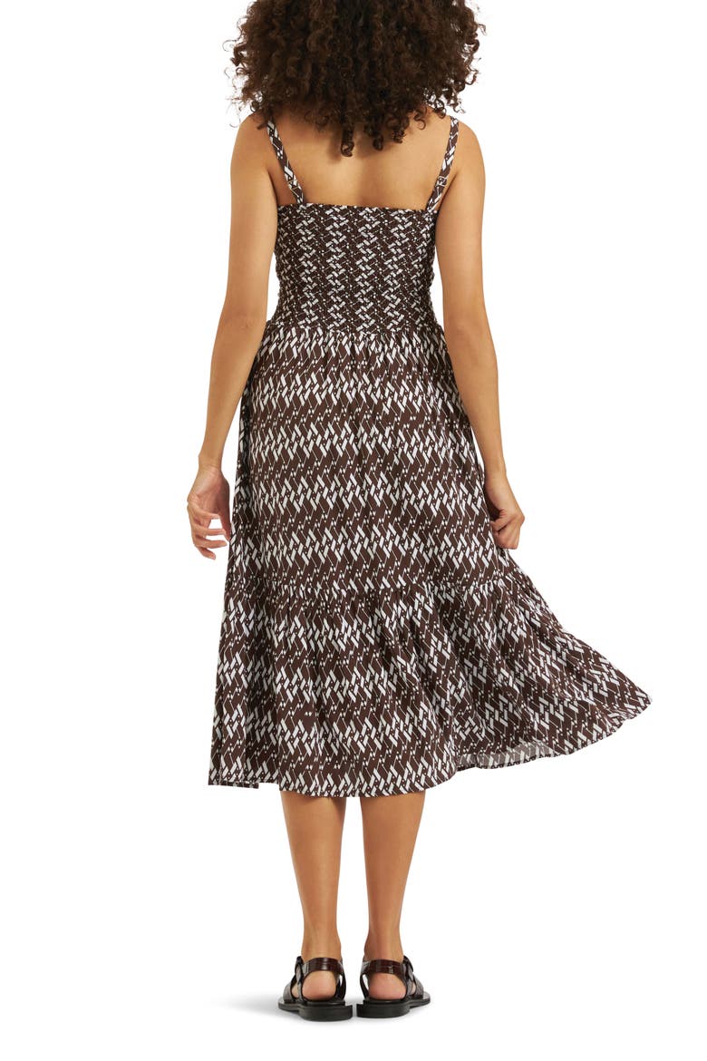 Grace Shirred Dress, Alternate, color, CHOCOLATE WHITE