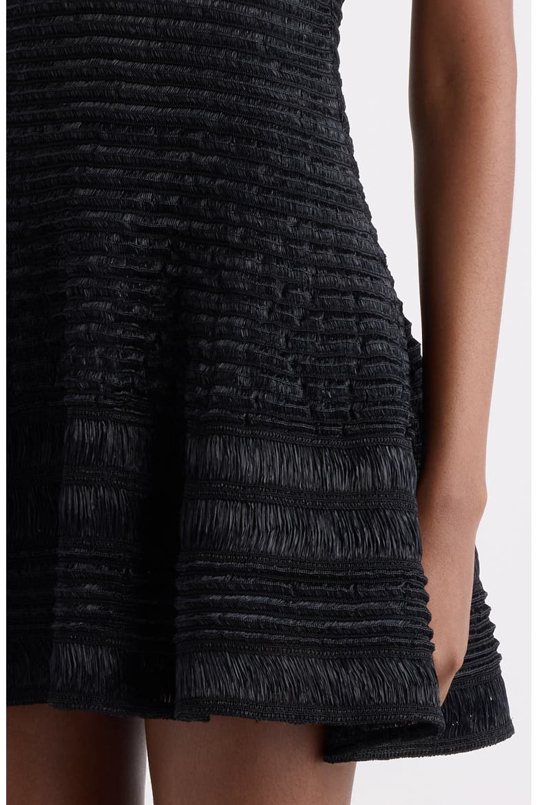Raffia Effect Fit & Flare Sweater Dress, Alternate, color, NOIR ALAIA