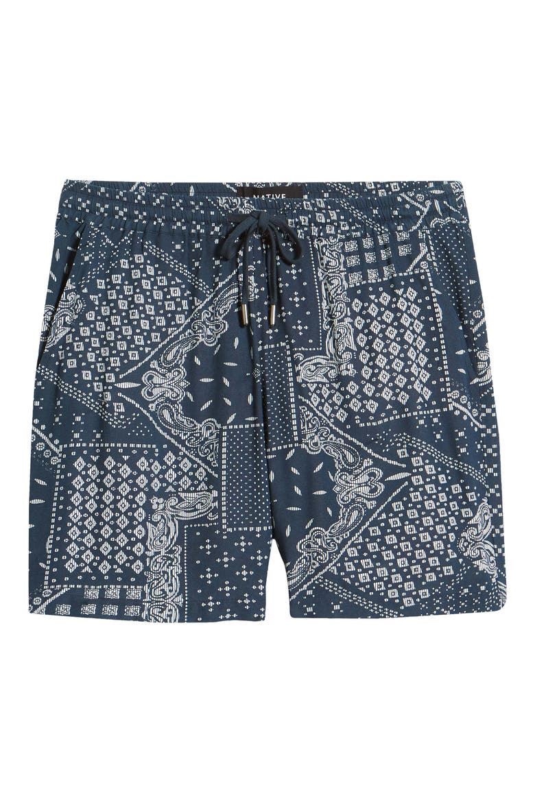 Men's Bandana Tile Shorts, Alternate, color, NAVY