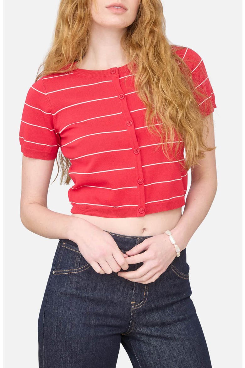Short Sleeve Cardigan, Main, color, RED