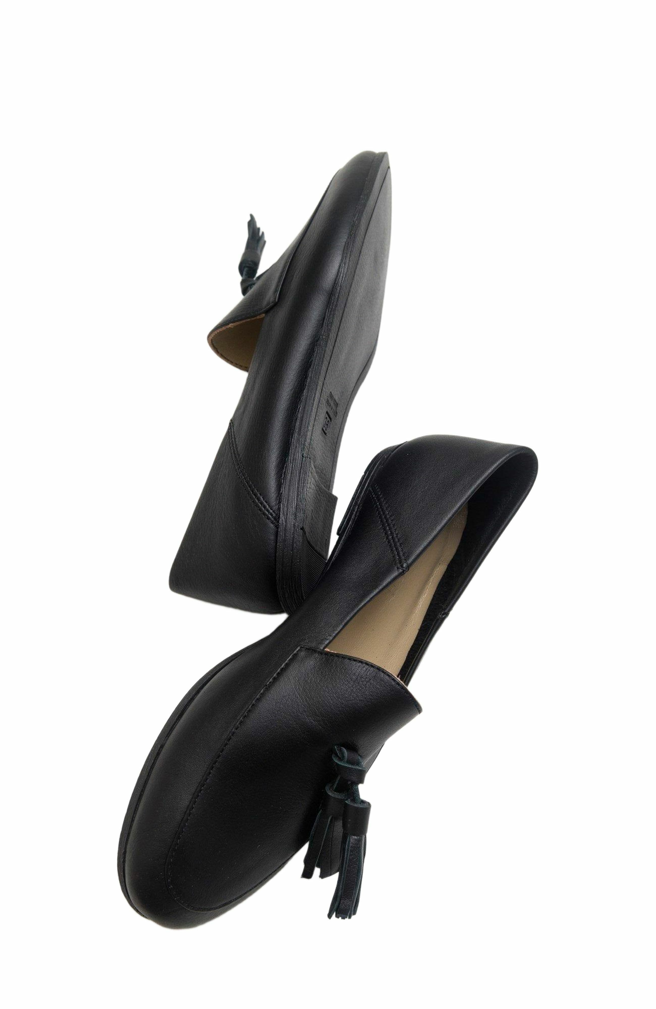 Forever & Always Shoes Mona Soft Leather Tassel Loafer, Alternate, color, Black Leather