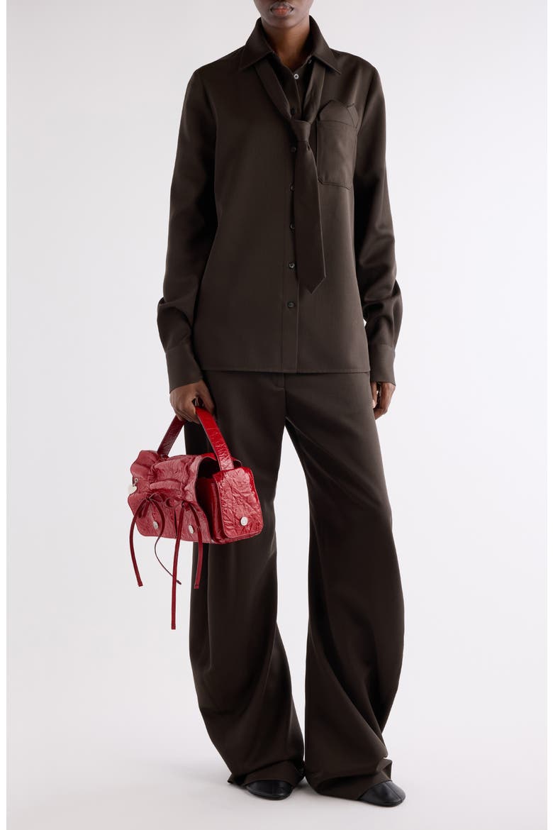 Patty Wool Gabardine Pants, Alternate, color, BROWN
