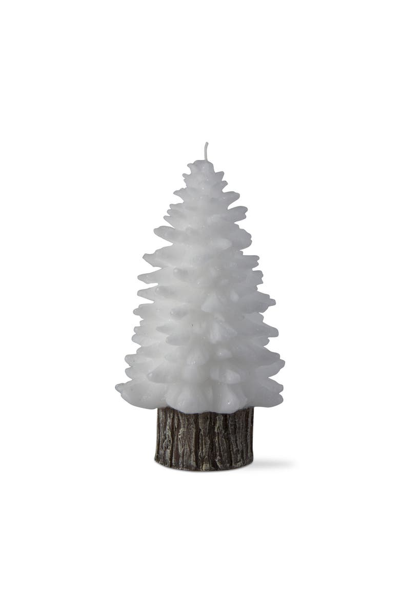tag Spruce Large Rustic Tree Candle White Paraffin Wax Pillar, Main, color, White
