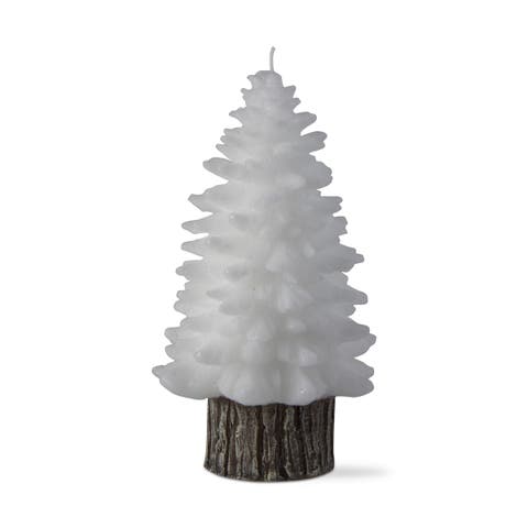 Spruce Large Rustic Tree Candle White Paraffin Wax Pillar